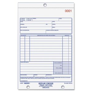 Rediform Repair Order Form Book