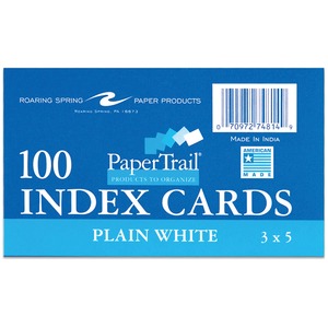 Roaring Spring Papertrail Unruled Index Cards