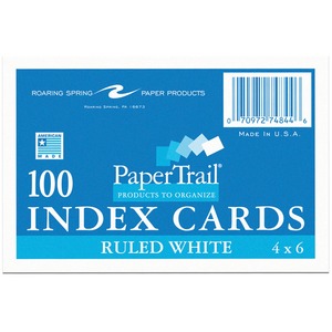 Roaring Spring Papertrail Ruled Index Cards