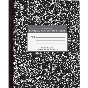 Roaring Spring Wide Ruled Flexible Cover Composition Book, 8.5" x 7" 48 Sheets, Black Marble