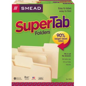 Smead SuperTab 1/3 Tab Cut Letter Recycled Top Tab File Folder