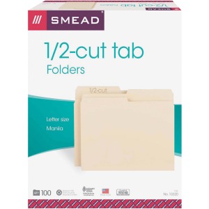 Smead 1/2 Tab Cut Letter Recycled Top Tab File Folder