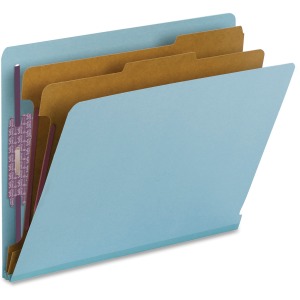 Smead 26781 Blue End Tab Pressboard Classification Folders with SafeSHIELD Fasteners