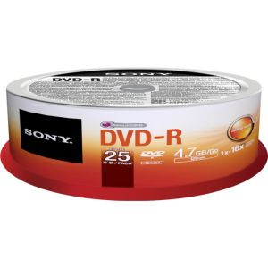 Sony DVD Recordable Media - DVD-R - 16x - 4.70 GB - 25 Pack Spindle