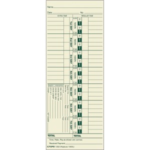 TOPS Manila Stock Weekly Time Cards