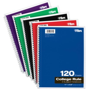 TOPS 3 - subject College Ruled Notebook - Letter