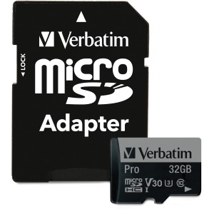 Verbatim 32gb Pro 600x Microsdhc Memory Card With Adapter, Uhs-i U3 Class 10