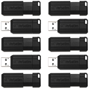 Microban 64GB PinStripe USB Flash Drive - Business 10pk - Black