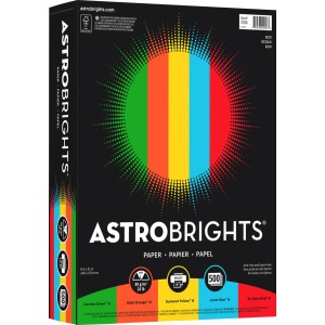 Astrobrights Inkjet, Laser Colored Paper - Gamma Green, Re-entry Red, Orbit Orange, Sunburst Yellow - 30% Recycled Content