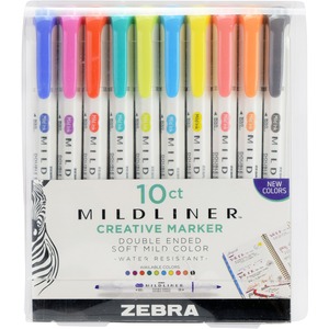 Zebra Pen Mildliner Double-ended Assorted Highlighter Set 10PK