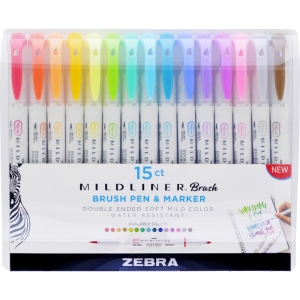 Zebra MILDLINER Dual Ended Brush Pen & Marker Set