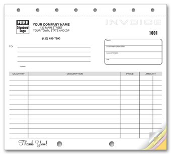 Classic Design, Lined Small Format Invoices 2-part