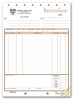 Furniture and Appliance Invoices 3-part