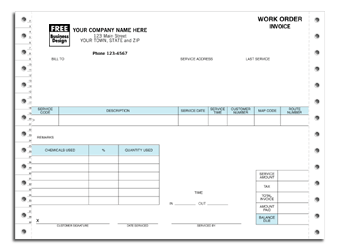 Continuous Pest Control Work Order/Invoice 2-part