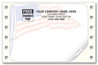 American Flag Mailing Labels, Continuous, White