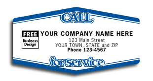 Call For Service Tuff Shield Labels, White with Blue