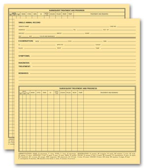 Vet Animal Exam Records, Without Account Record, Card File