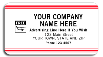 Advertising Labels, White with Red Stripe