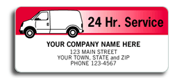 24 Hr. Service Labels with Van Design