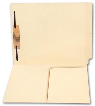 End Tab Half Pocket Manila Folder, 11 pt, One Fastener