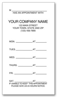 One - Sided Appointment Business Cards, Imprinted