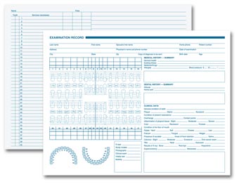 Dental Exam Record, Anatomic Diagrams, Horizontal Format