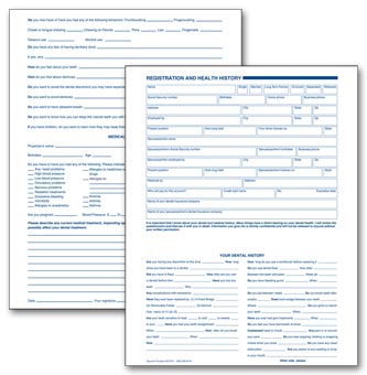 Dental Registration and Health History, 2 Sided, Card File F