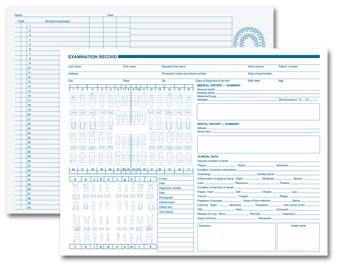 Dental Exam Record, Anatomic Diagrams, Horizontal Format