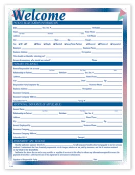 New Patient Registration Form, One-Sided, Prism Design