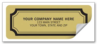 Advertising Labels - 2 1/2 x 1 - Embossed Gold Foil Paper