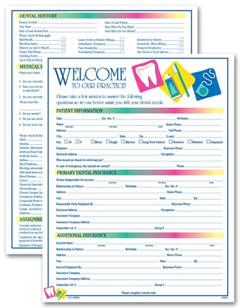 Two-Sided Registration & History Form, Dental Icon Design