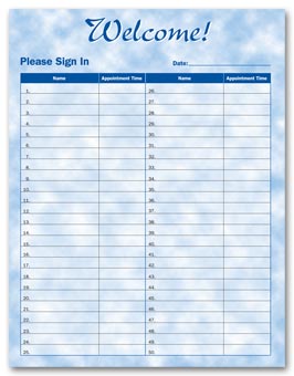 Patient Sign-In Sheet, Bright Skies Design