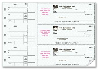 3-On-A-Page Business Size Checks, With Choice of Voucher