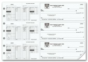 3-On-A-Page Payroll Checks, Double Side-Tear Vouchers