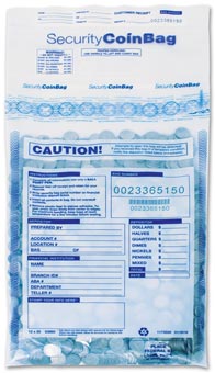 12 x 25  Heavy Duty Coin Deposit Bag, Clear, Large