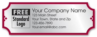 Rectangular Label on Silver Foil w/Red Trim 3.5x1.25