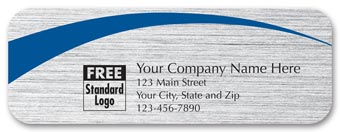 Rectangular Label on Brushed Silver w/Blue Arc 3.5x1.25