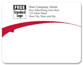 Rectangular Mailing Label w/Red Arc 5x3 7/8