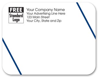 Rectangular Mailing Label w/Double Blue Angled Lines 5x3 7/8