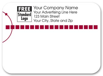 Rectangular Mailing Label w/Red Squares 3.87x2.81