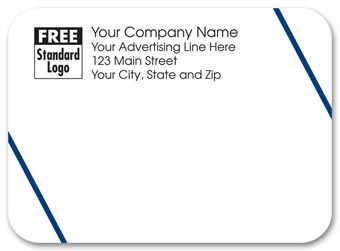 Rectangular Mailing Label Double Blue Angled Lines 3.87x2.81