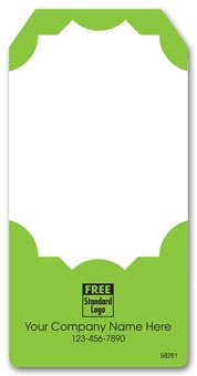 Adhesive Tag Shaped Label in Green & White 2x4