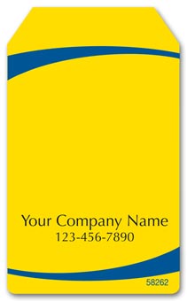 Adhesive Tag Shaped Label in Yellow & Navy 1.5x2.5