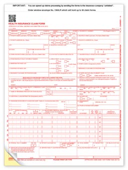 CMS-1500 Two-Part Carbonless Insurance Claim Form 0212