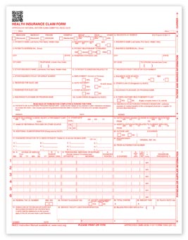 CMS-1500 Laser Pad Insurance Claim Form, Version 0212