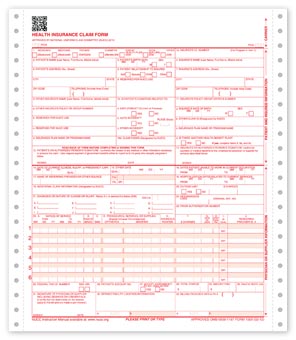 CMS-1500 One-Part Continuous Insurance Claim Form 0212