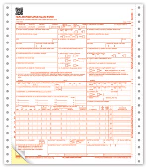 CMS-1500 Two-Part Continuous Insurance Claim Form 0212