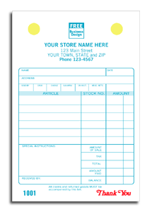 Jewelry Register Forms - Small Classic 2-part