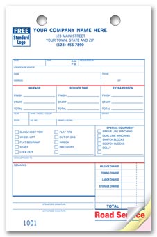 Register Forms, Road Service, Large Format 2-part