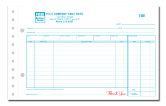 Auto Parts Sales Order - Small with Side-Stub 3-part